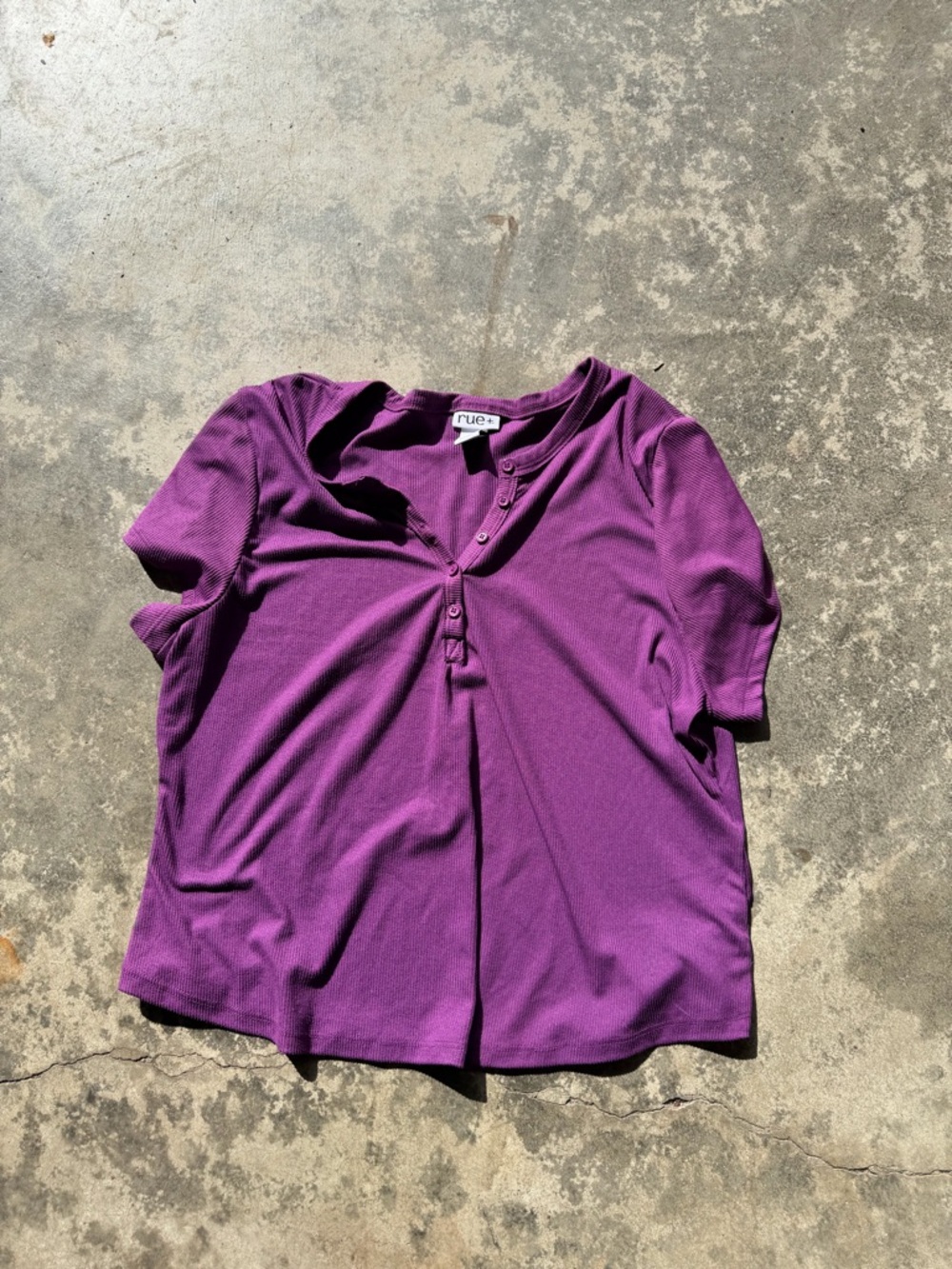 Rue+ Short-Sleeve Purple Henley Tee